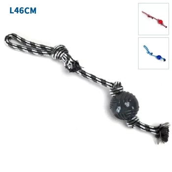 Szarpak dla psa 46cm pleciony sznur z kulką do zabaw i treningu
