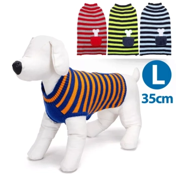 Sweter dla psa L 35 cm w kontrastowe paski miękki ciepły i wygodny