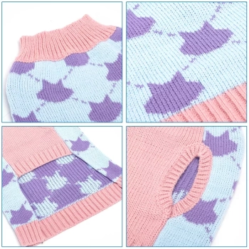 Sweter dla psa XS 20 cm żakardowy w ciapki miękki ciepły i wygodny