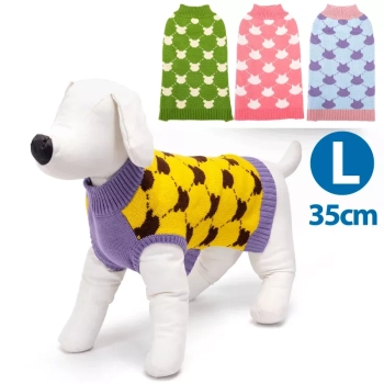 Sweter dla psa L 35 cm żakardowy w ciapki miękki ciepły i wygodny