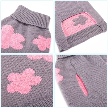 Sweter dla psa XL 40 cm żakardowy w kwiatki miękki ciepły i wygodny