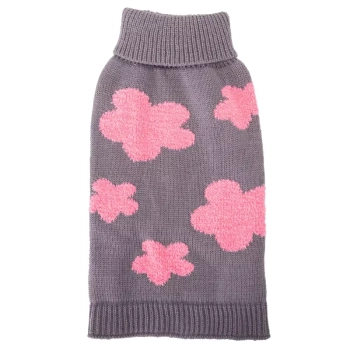 Sweter dla psa XXL 45 cm żakardowy w kwiatki miękki ciepły i wygodny