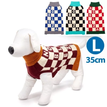 Sweter dla psa L 35 cm żakardowy w szachownicę miękki ciepły i wygodny
