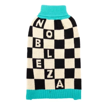 Sweter dla psa L 35 cm żakardowy w szachownicę miękki ciepły i wygodny