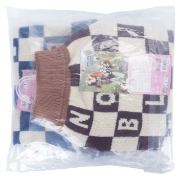 Sweter dla psa L 35 cm żakardowy w szachownicę miękki ciepły i wygodny