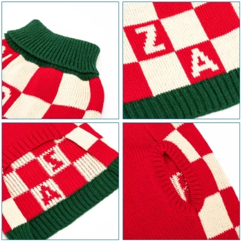 Sweter dla psa XL 35 cm żakardowy w szachownicę miękki ciepły wygodny