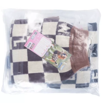 Sweter dla psa XL 35 cm żakardowy w szachownicę miękki ciepły wygodny
