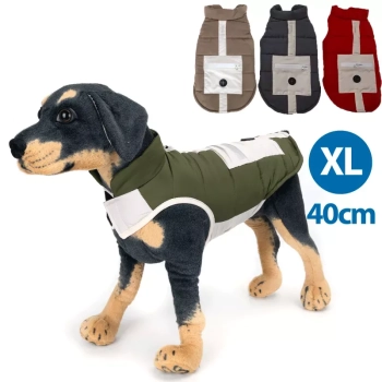 Płaszcz zimowy XL 40 cm dla psa z odblaskową kieszenią miękki ciepły