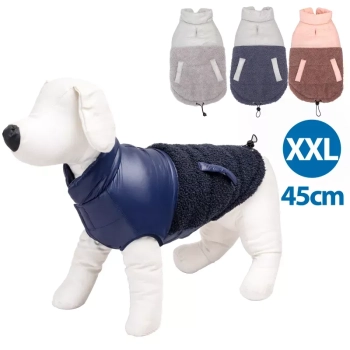 Płaszcz zimowy XXL 45 cm dla psa ciepły z futerkiem miękki puszysty