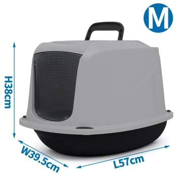 Zamknięta kuweta dla kota z klapką i uchwytem rozmiar M 57x39.5x38cm