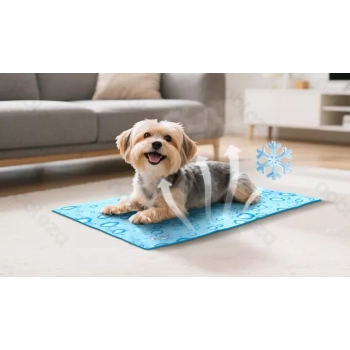 Mata chłodząca L 90x50cm dla psa lub kota żelowa z nadrukiem w krople