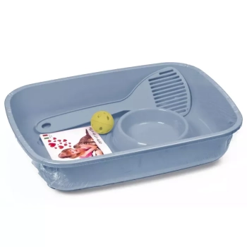 Wyprawka dla kota zestaw kuweta z miską szufelką piłeczką 37x27x8.5cm